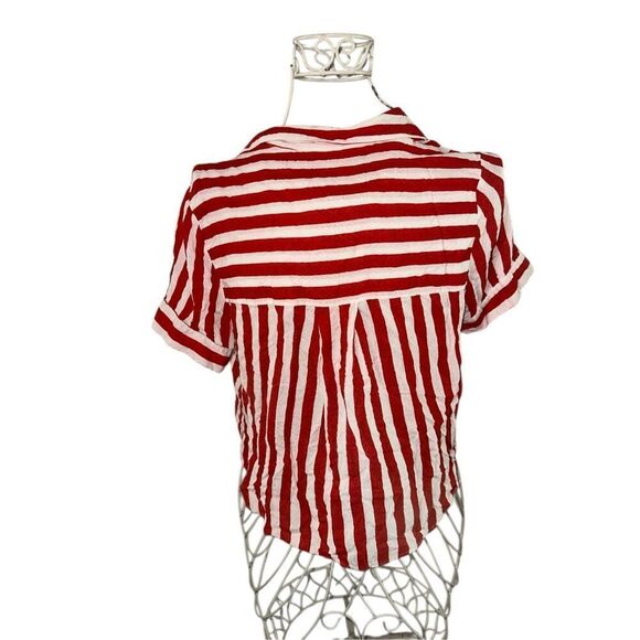 Good Condition Free People button up stripped red and white cropped top blouse s - Picture 3 of 9